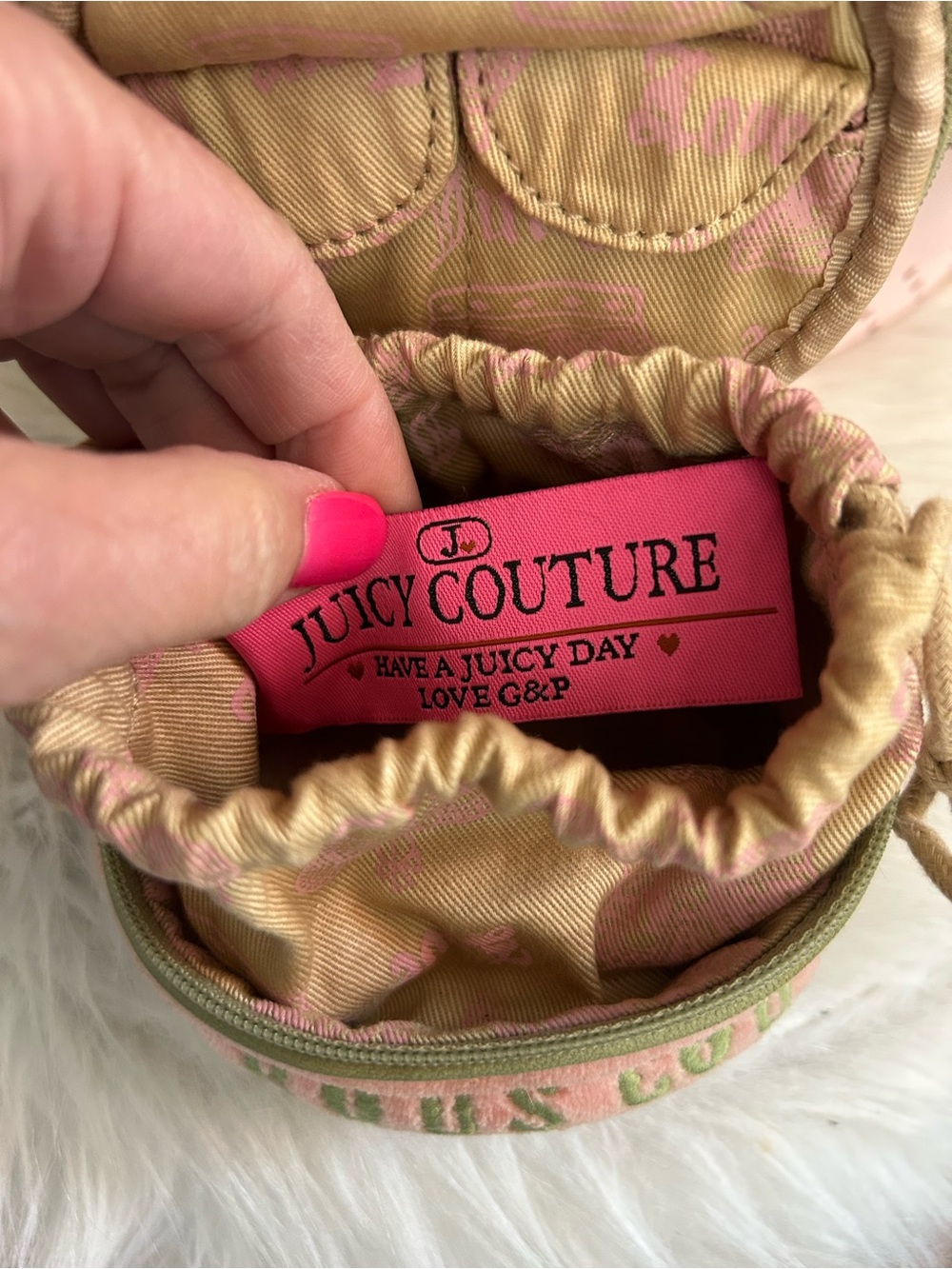 Vintage Juicy Couture Pink Velour Green Logo Train Case Matching Jewelry Case - Picture 13 of 13